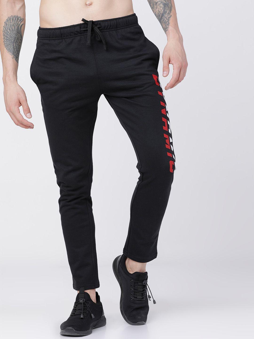 highlander men black solid slim-fit track pants