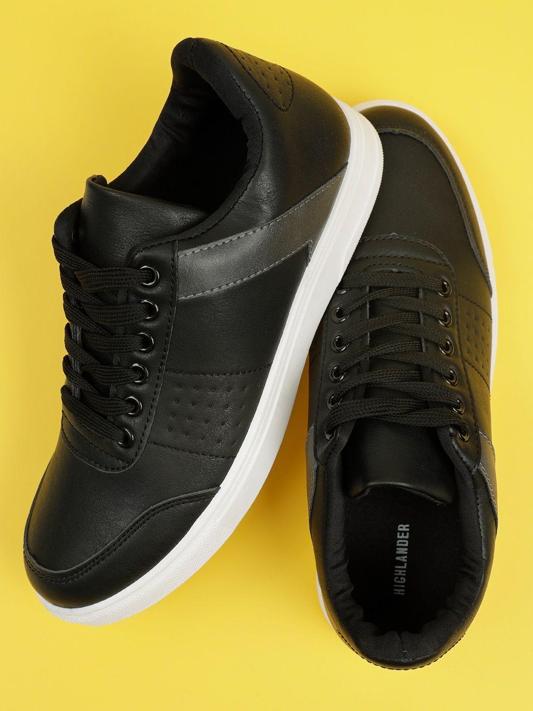 highlander men black solid sneakers