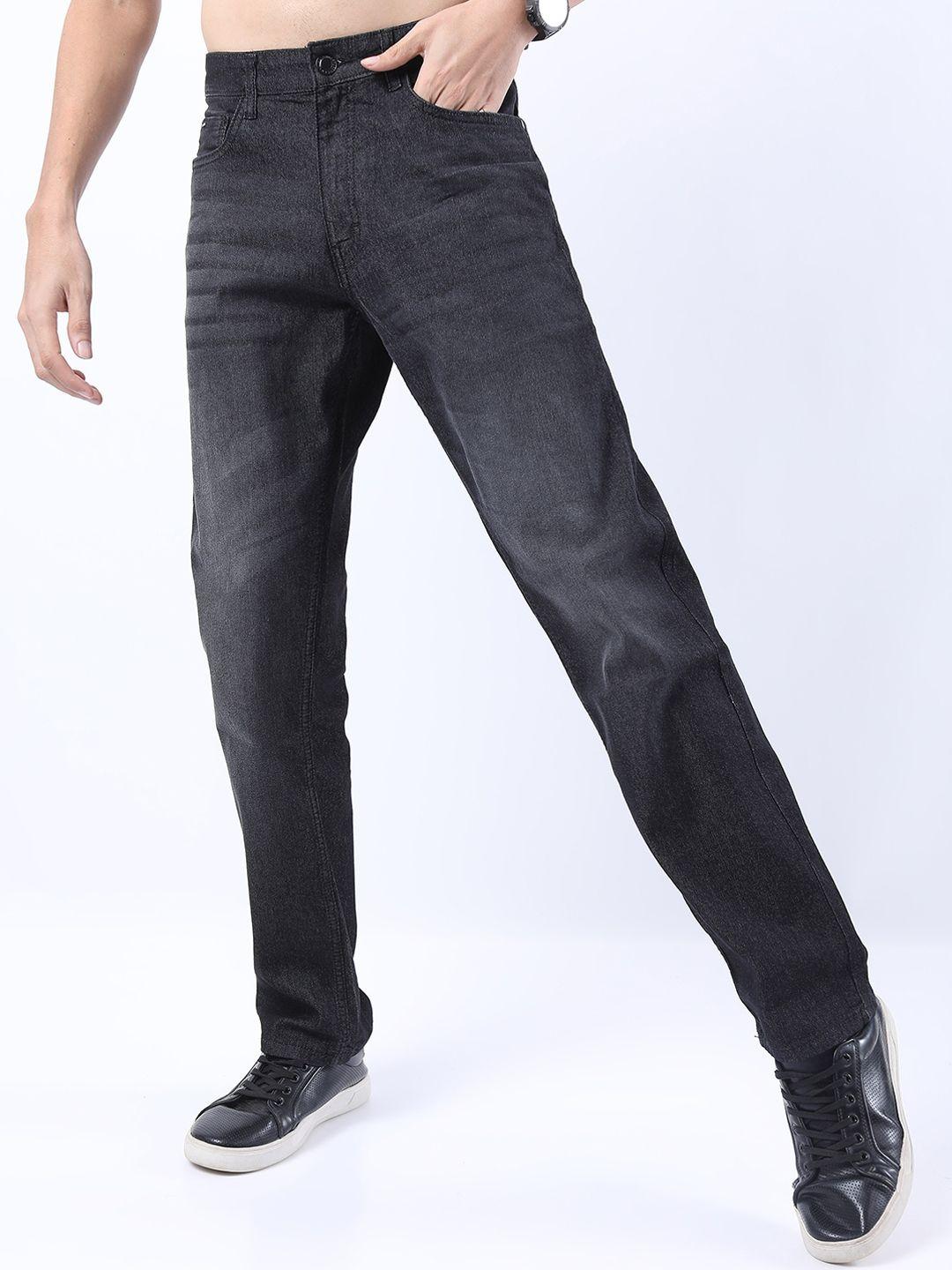 highlander men black straight fit light fade stretchable jeans