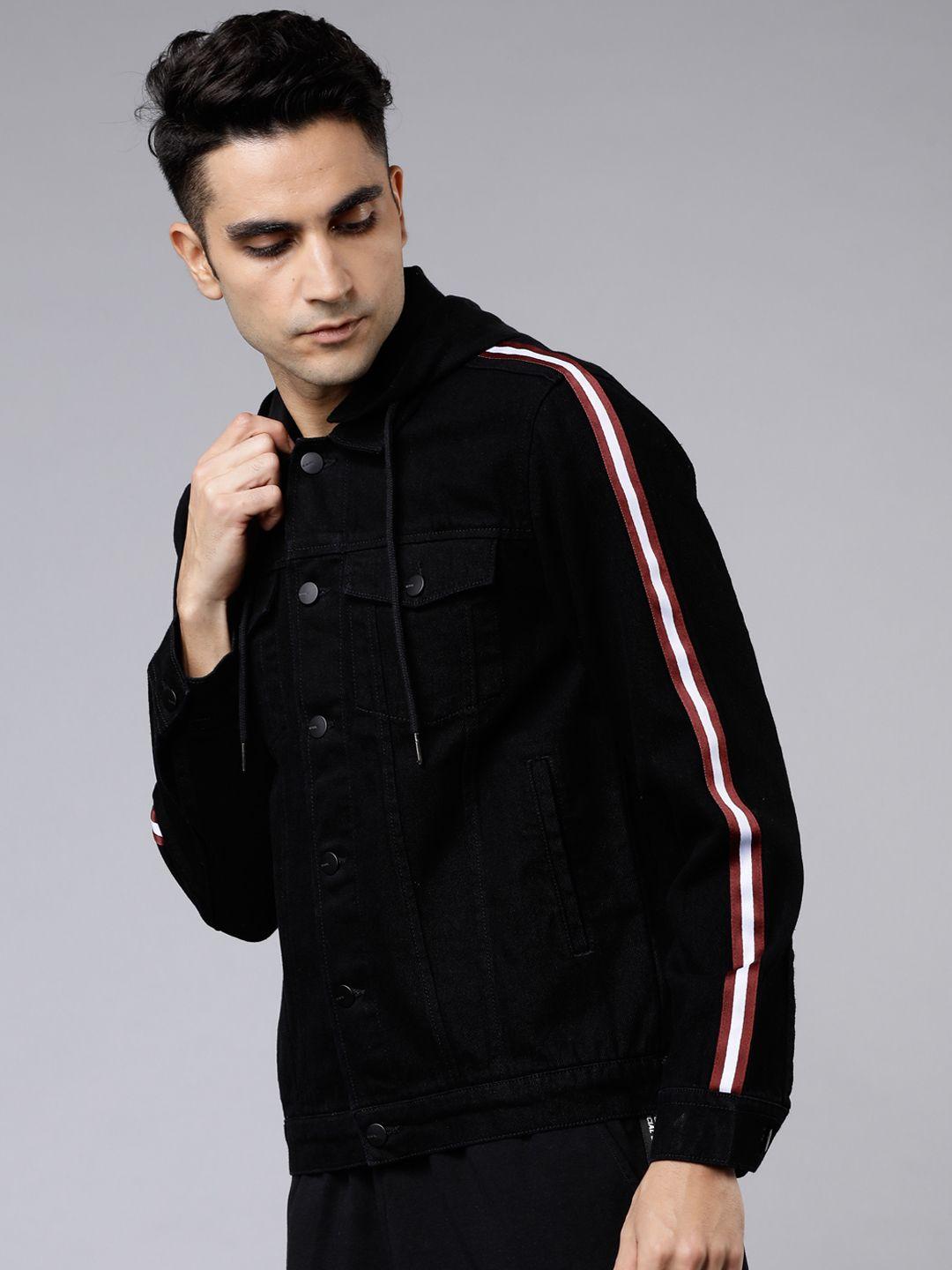 highlander men black striped denim jacket