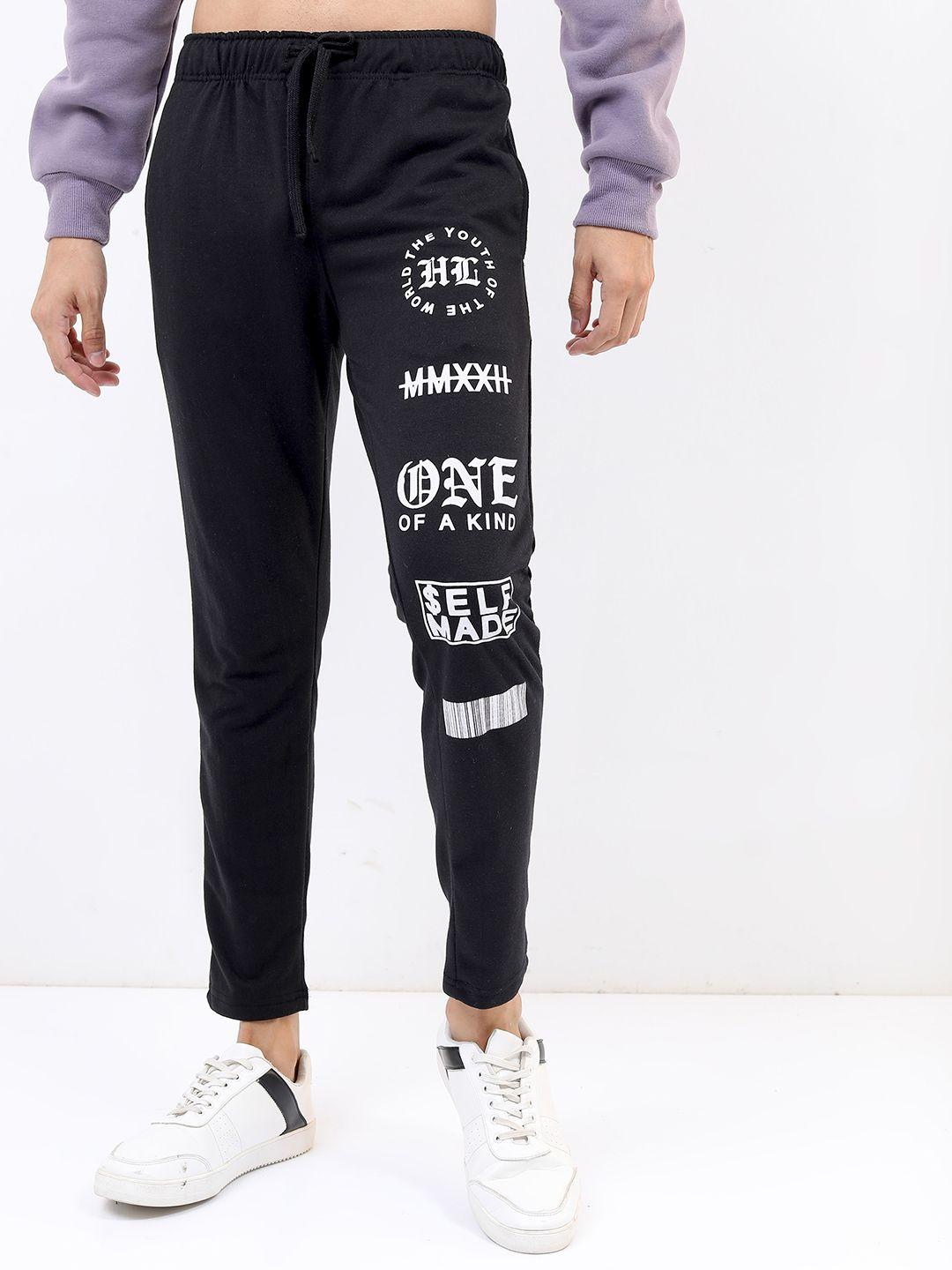 highlander men black typography printed track pant