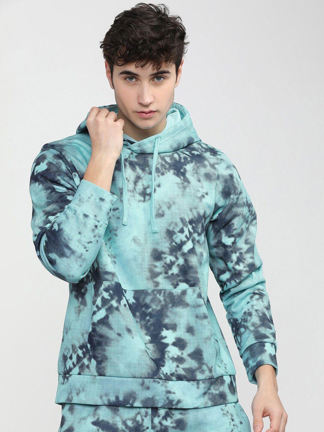 highlander men blue printed hooded sweatshirt