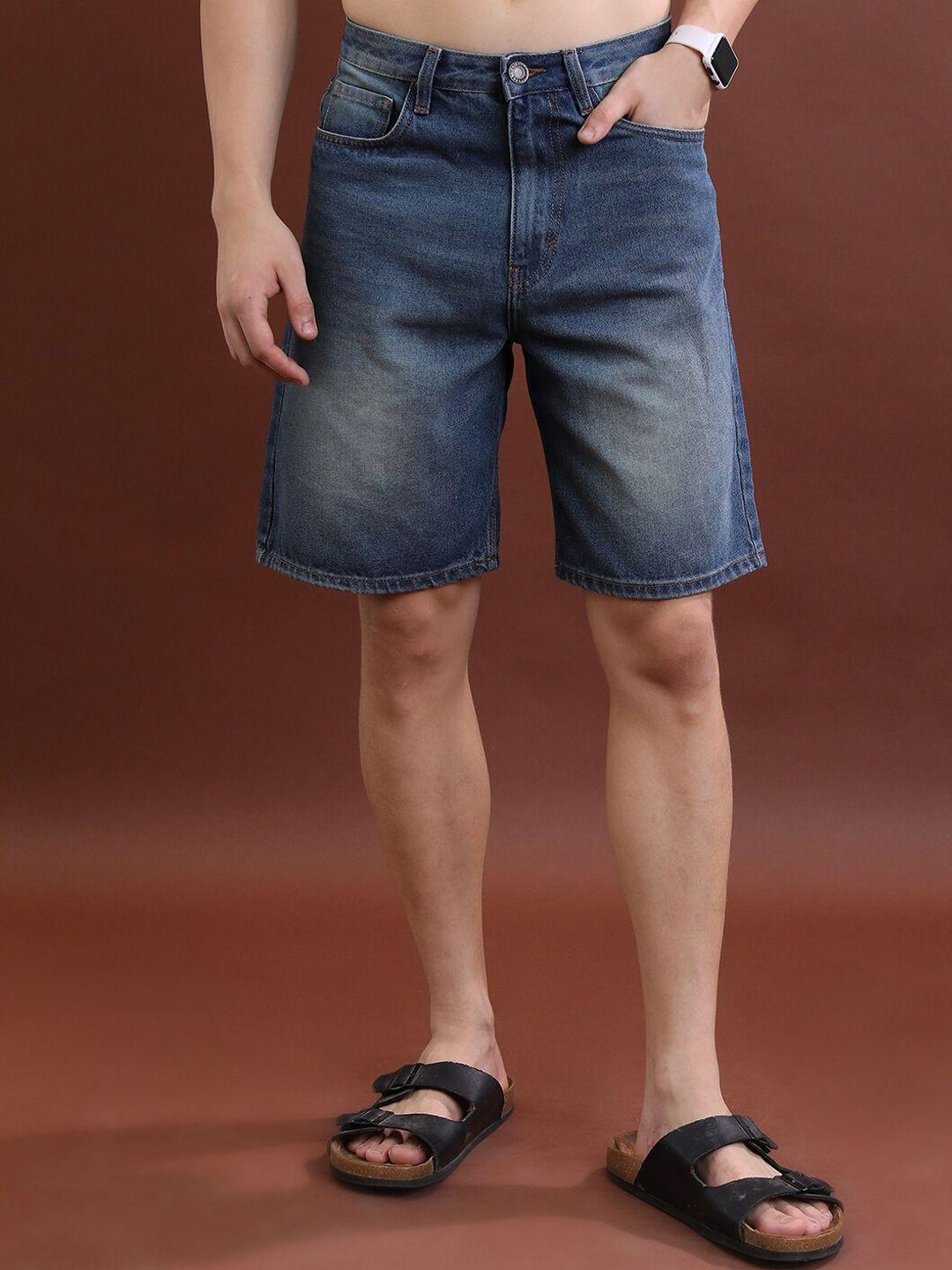 highlander men blue washed denim shorts technology