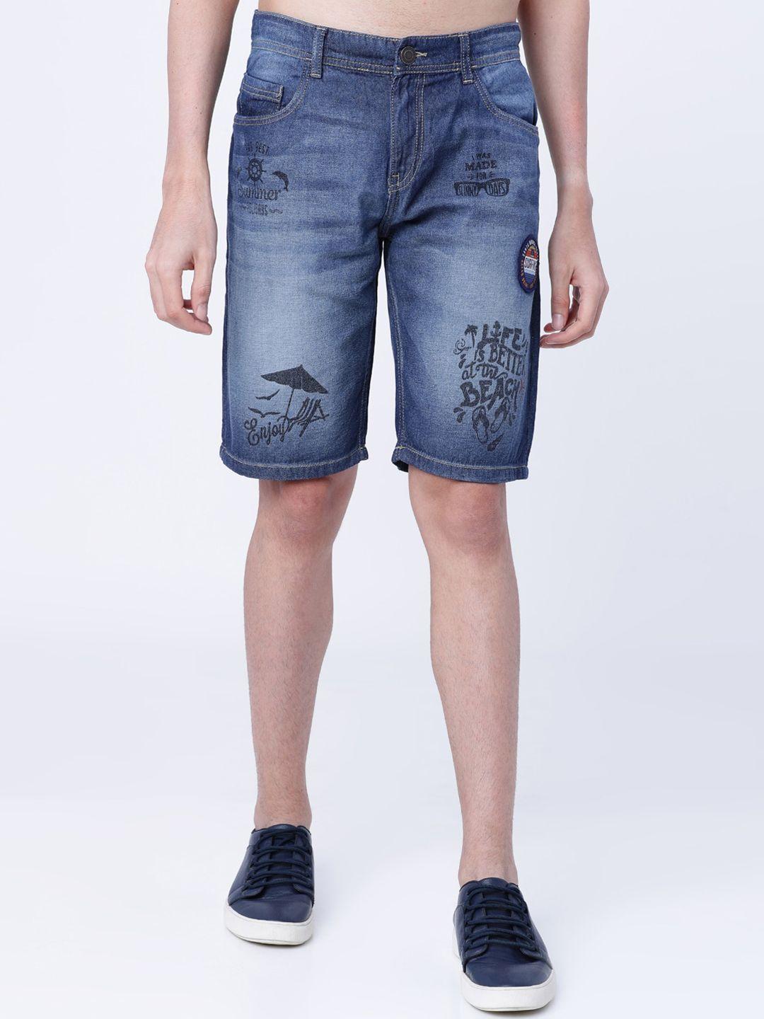 highlander men blue washed slim fit denim shorts