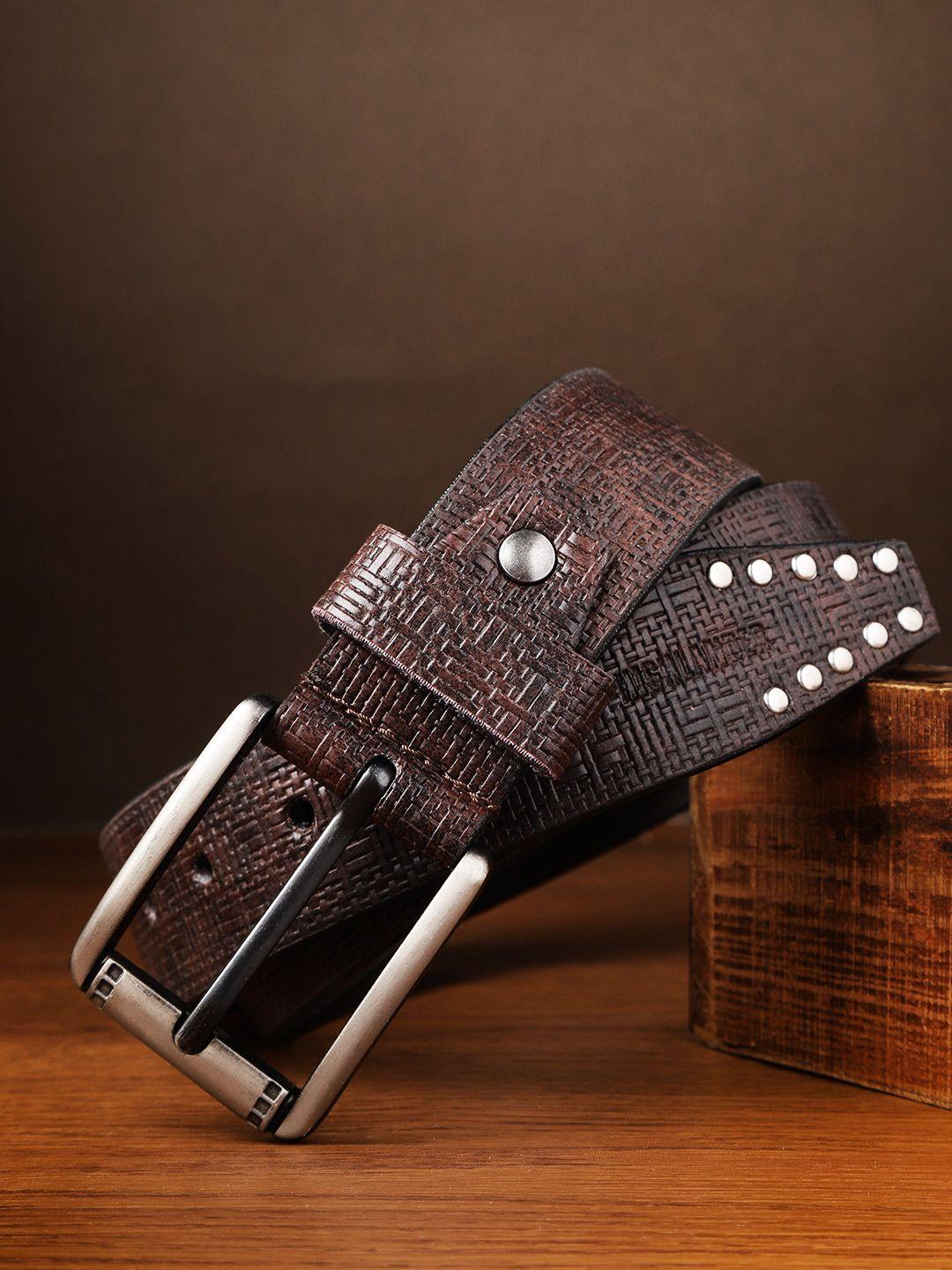 highlander men coffee brown textured belt