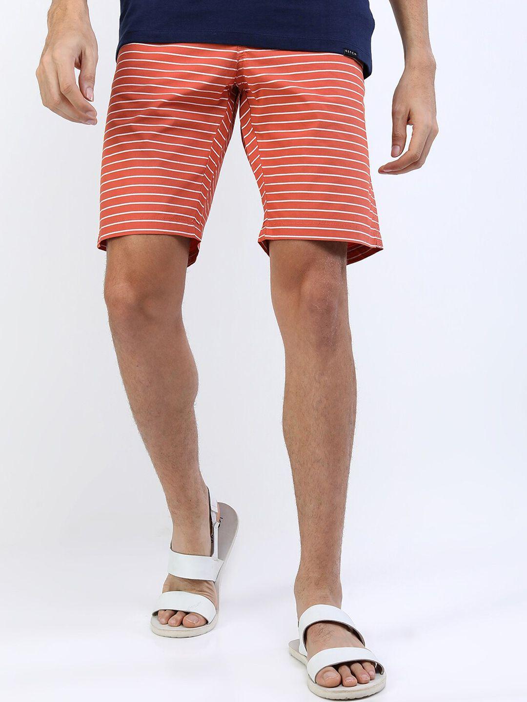 highlander men coral striped slim fit shorts