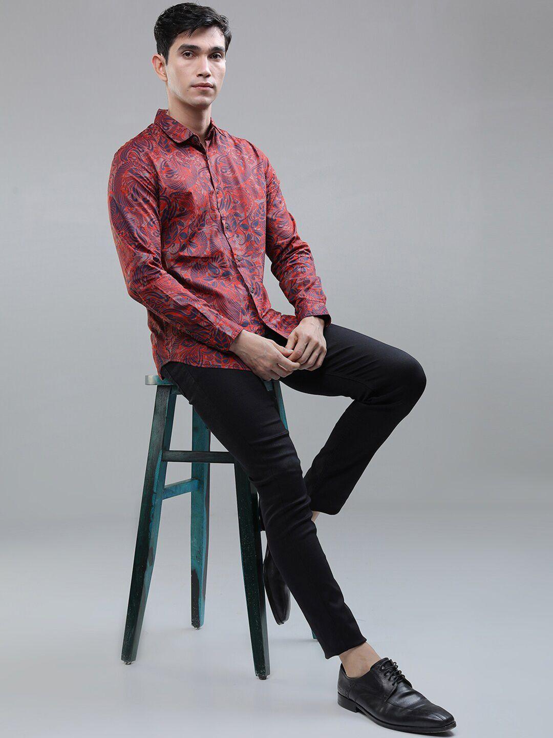 highlander men floral printed knitted party wear casual shirt