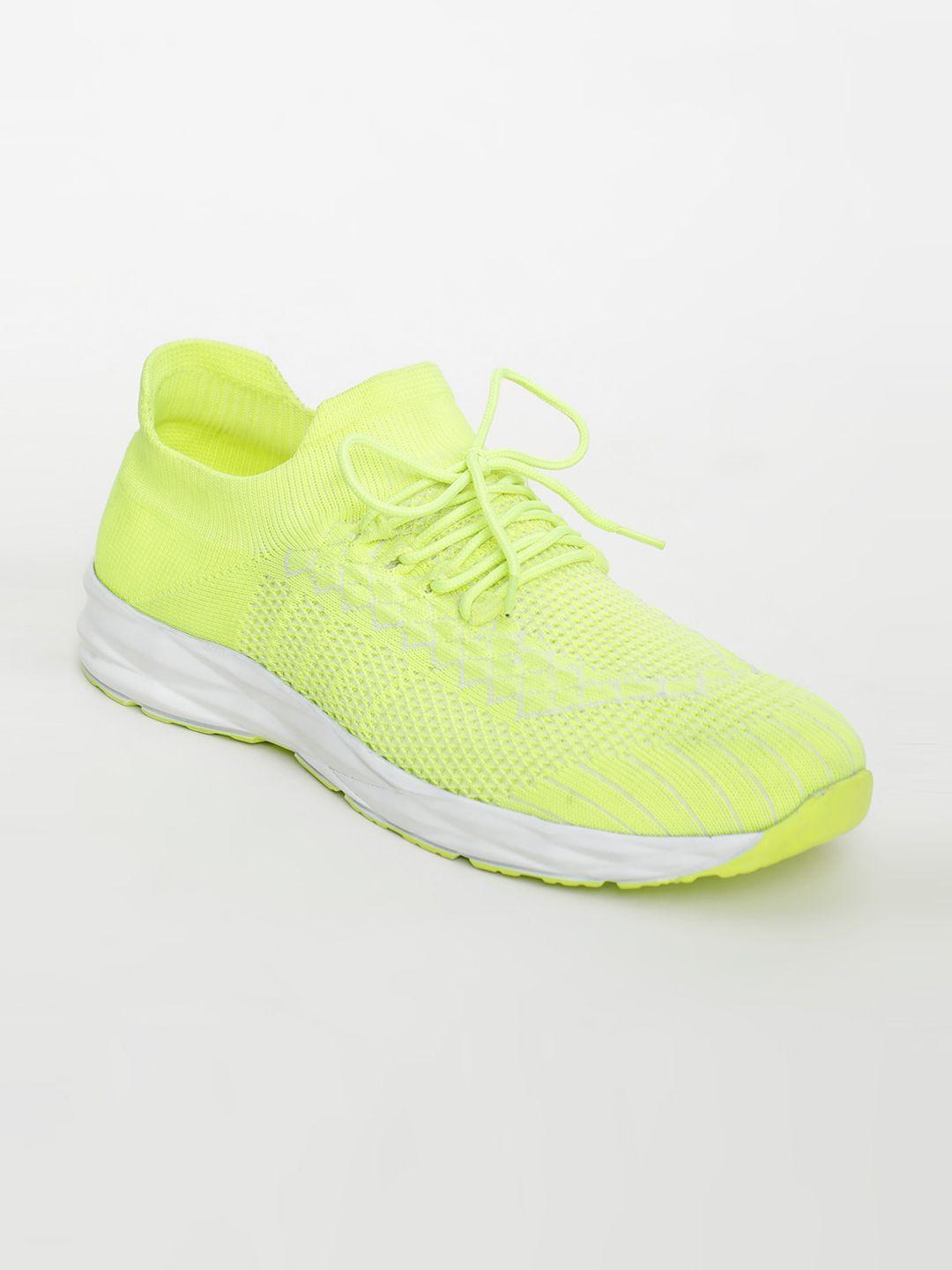 highlander men fluorescent green woven design sneakers