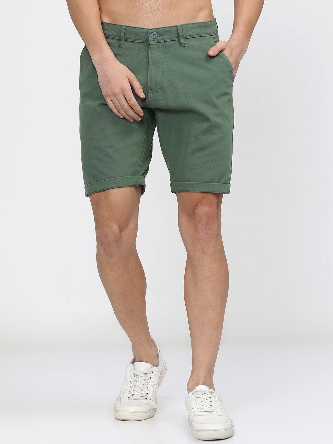 highlander men green slim fit regular shorts