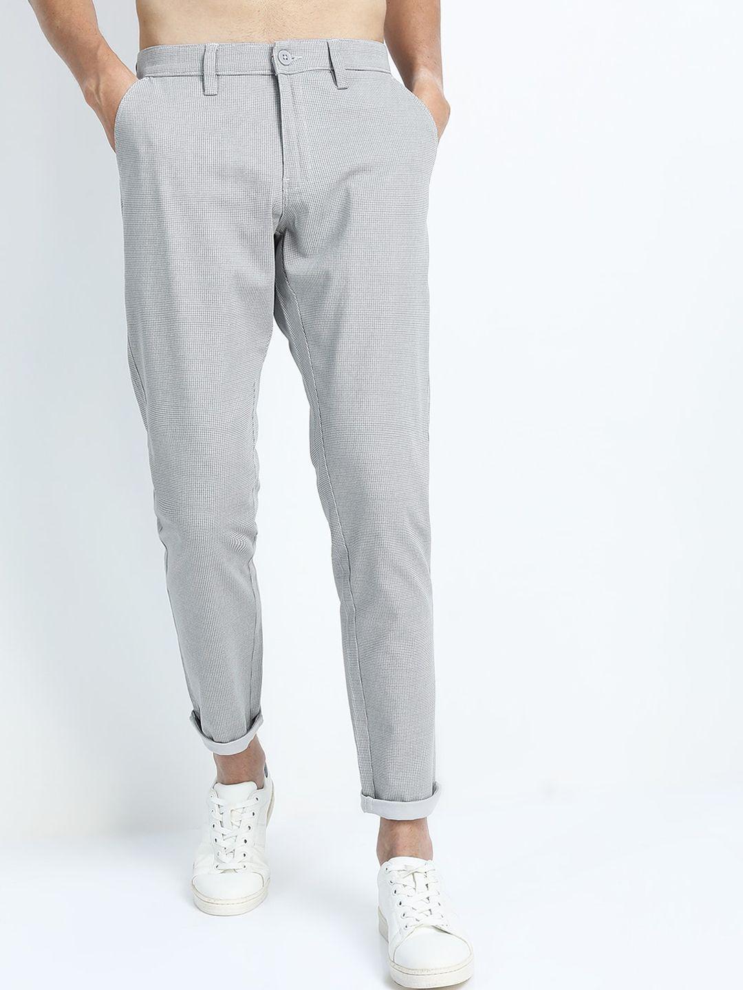 highlander men grey slim fit chinos trousers