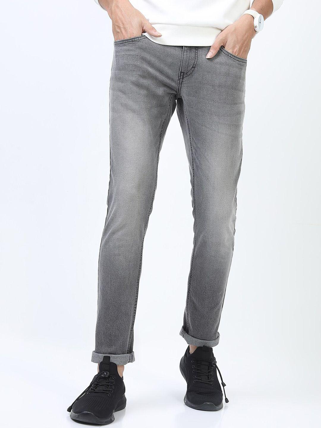 highlander men grey slim fit clean look heavy fade stretchable jeans