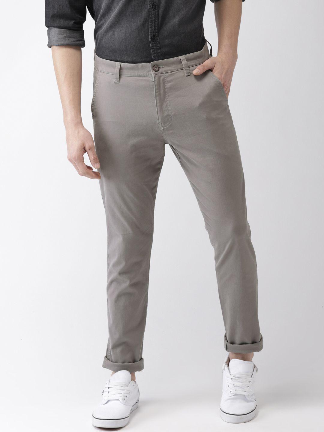 highlander men grey slim fit solid chinos