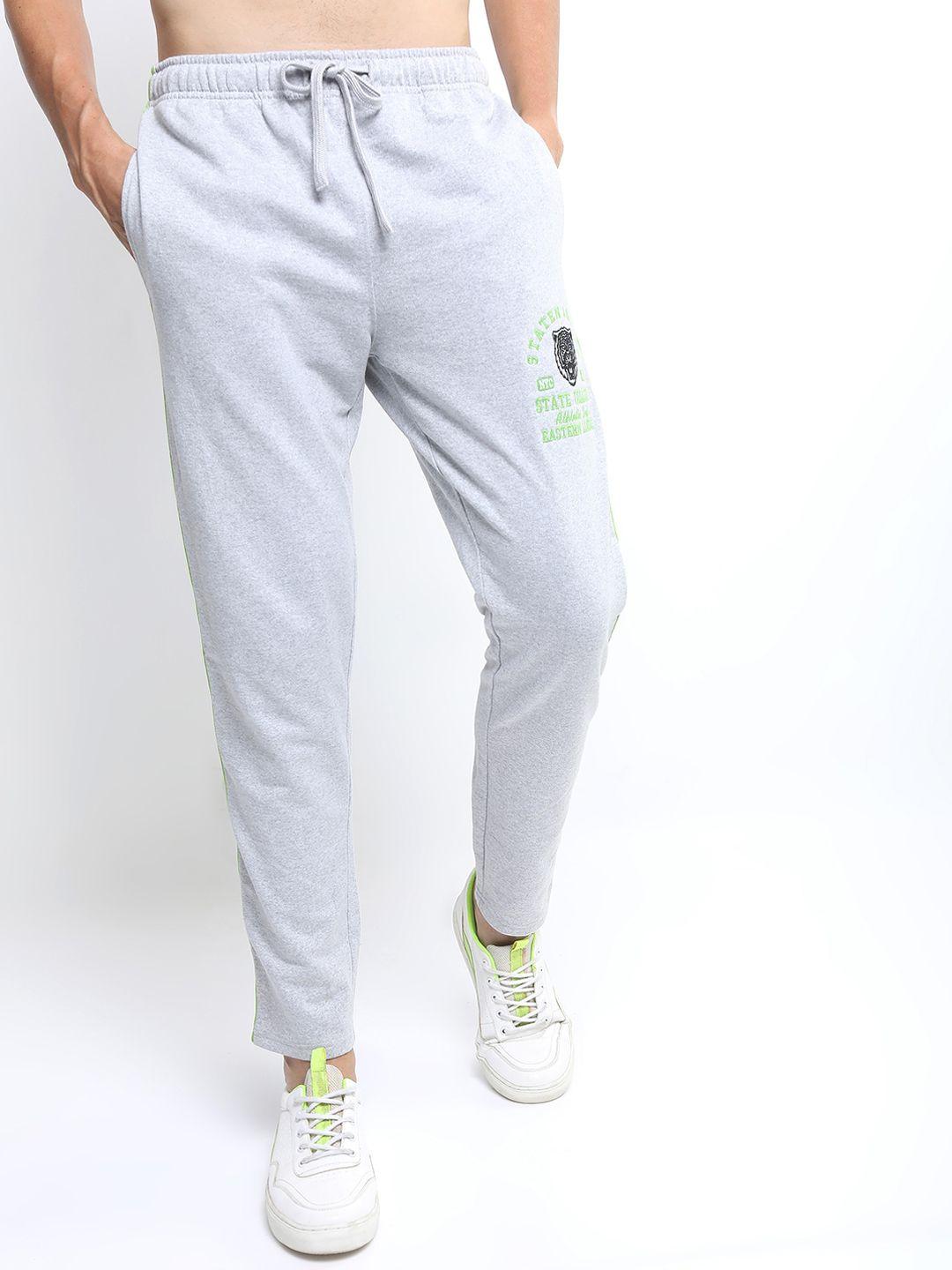 highlander men grey solid slim-fit track pants