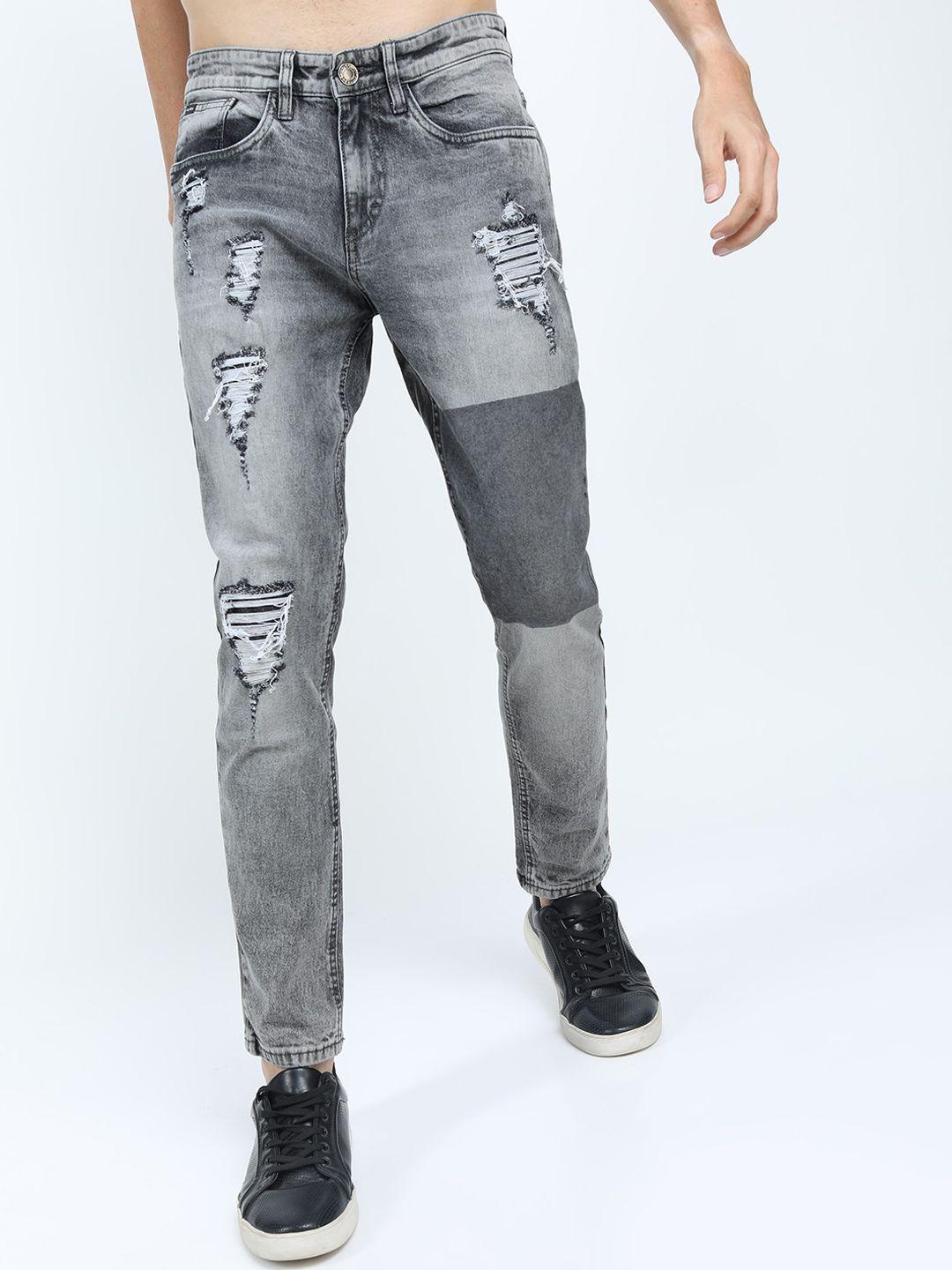 highlander men grey tapered fit stretchable jeans