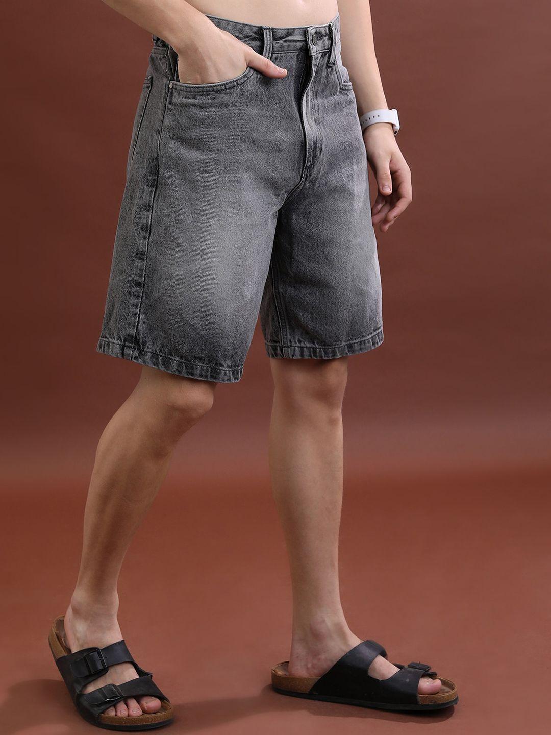 highlander men grey washed denim shorts technology