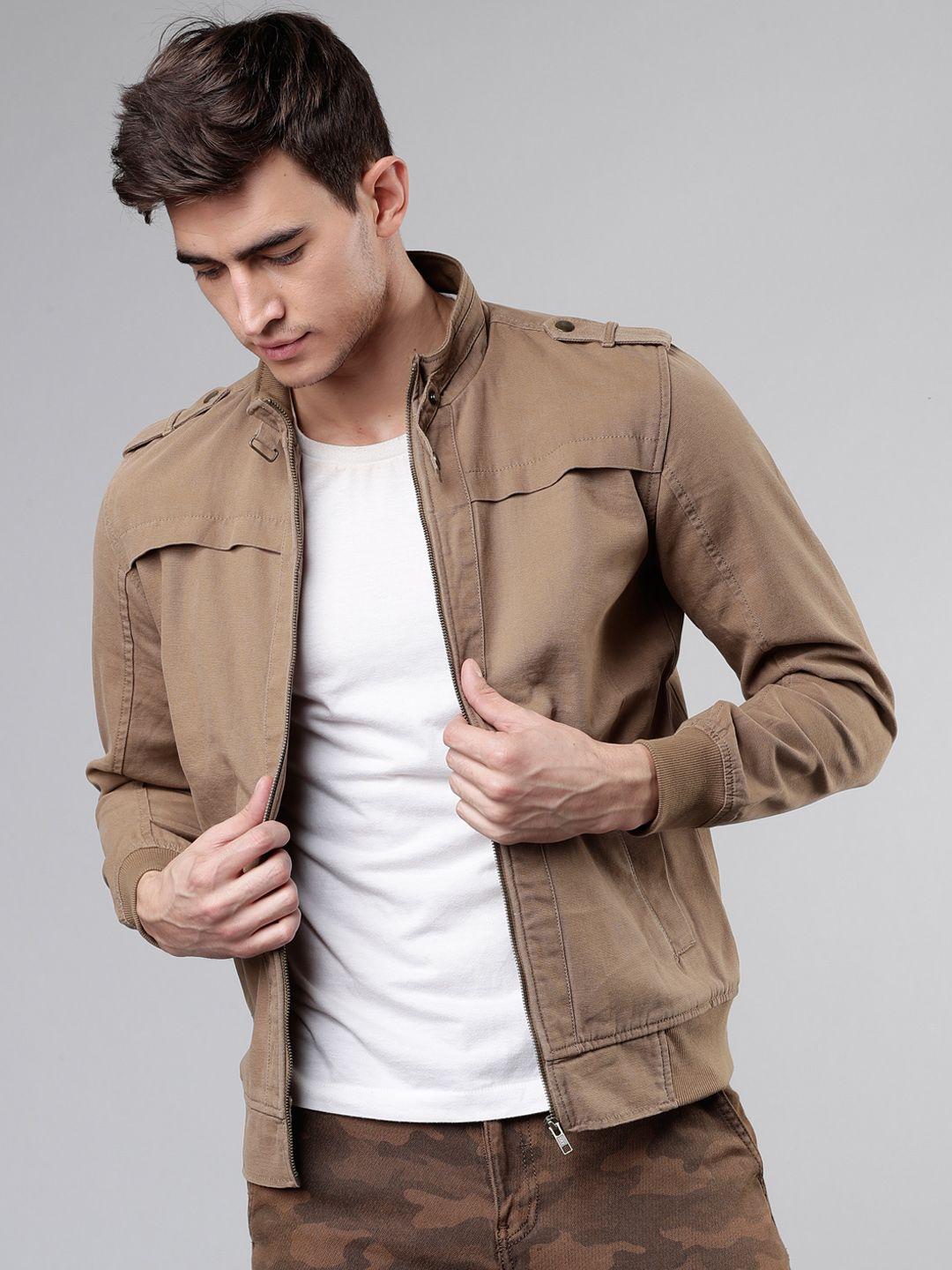 highlander men khaki solid bomber jacket