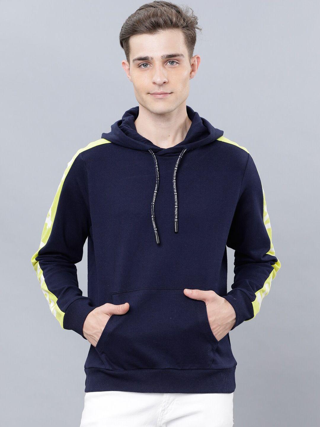 highlander men navy blue solid hooded sweatshirt