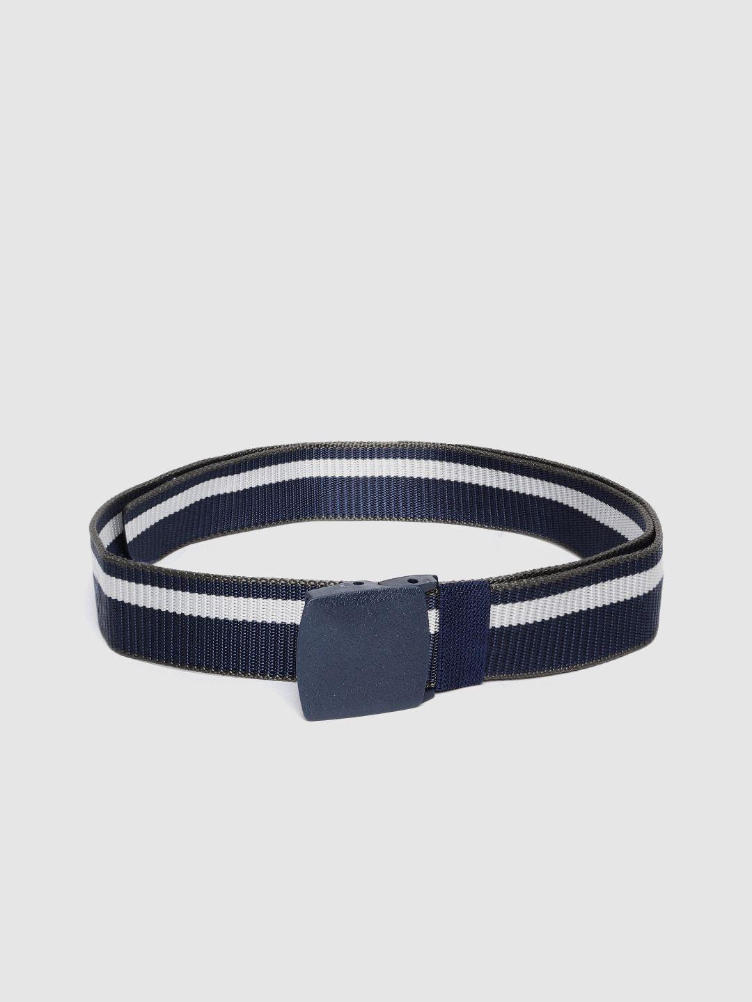 highlander men navy blue striped belt