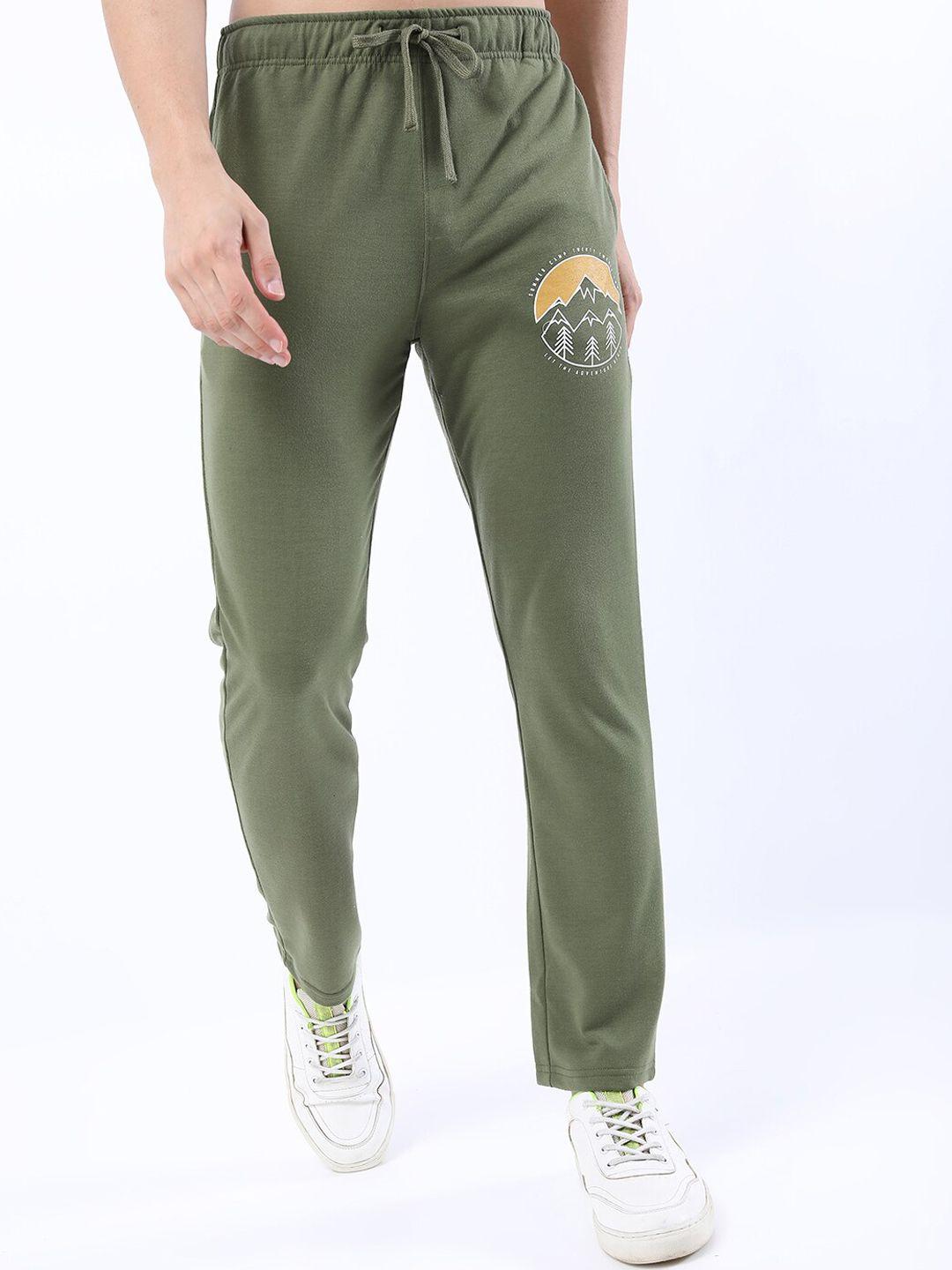 highlander men olive green solid drawstring track pants