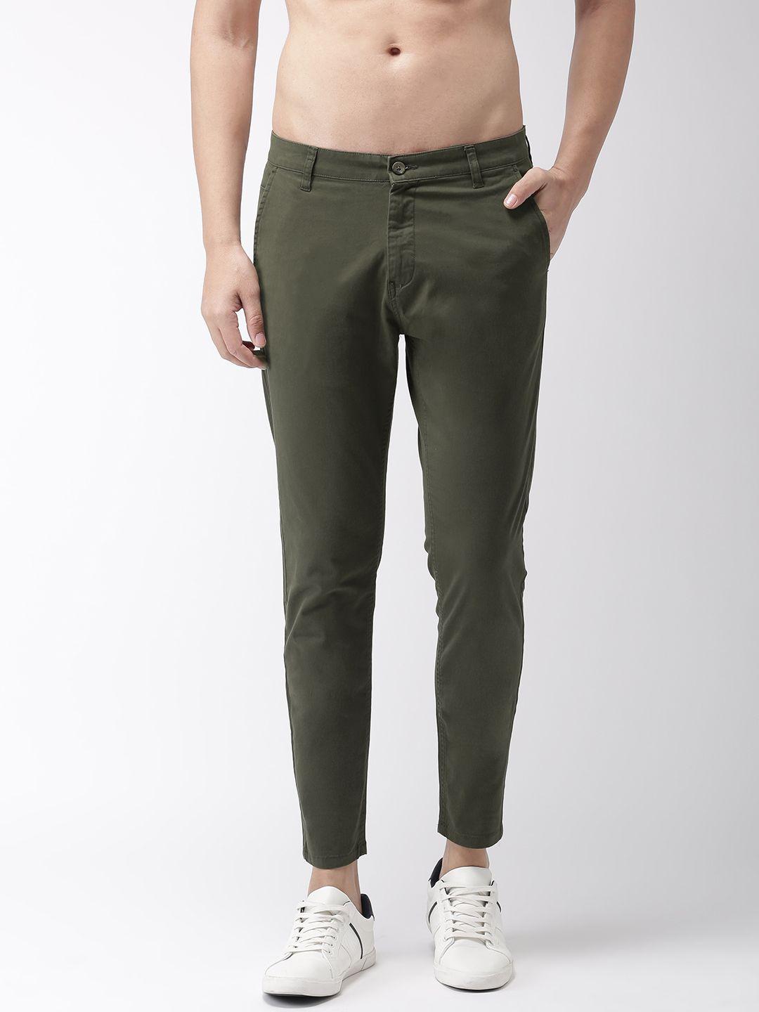 highlander men olive green tapered fit chinos