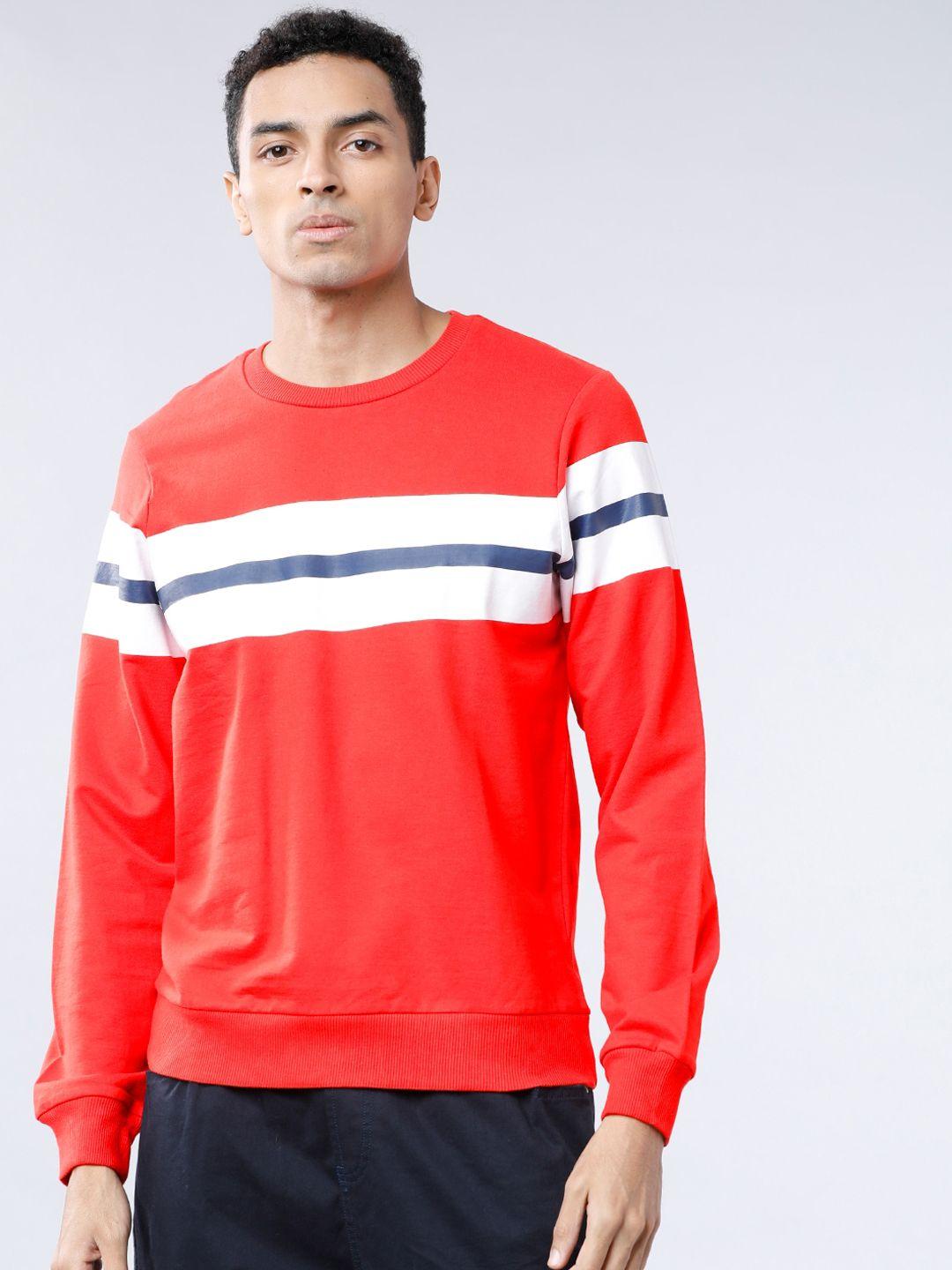 highlander men red & white striped sweatshirt