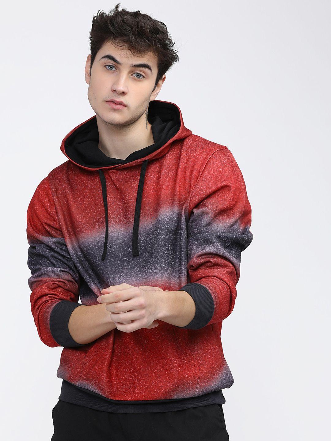 highlander men red colourblocked hooded sweatshirt