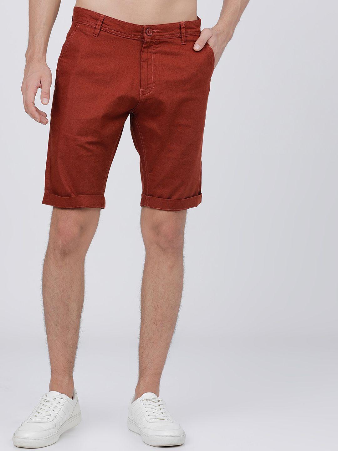 highlander men rust slim fit mid-rise regular shorts