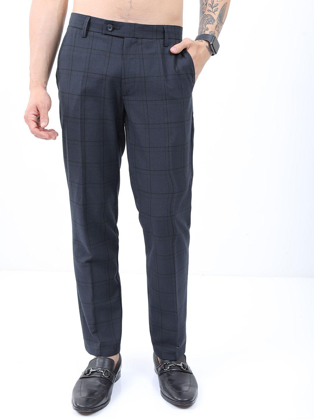 highlander men smart formal trousers with elasticated waist band & turn up hem