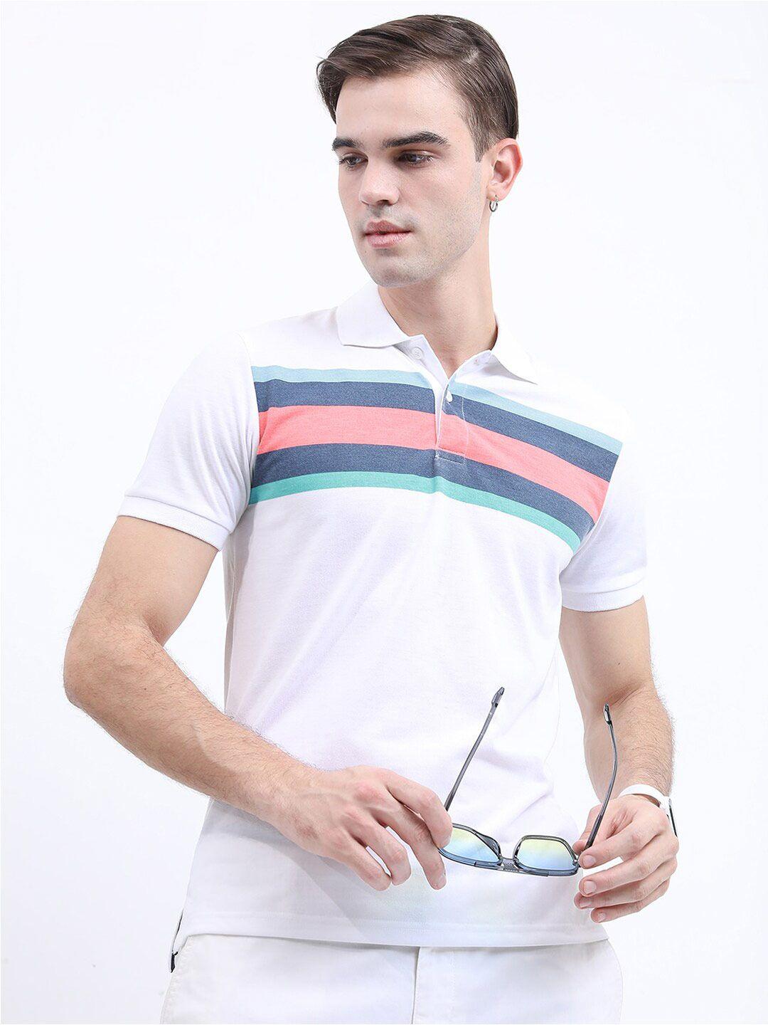 highlander men striped polo collar slim fit t-shirt