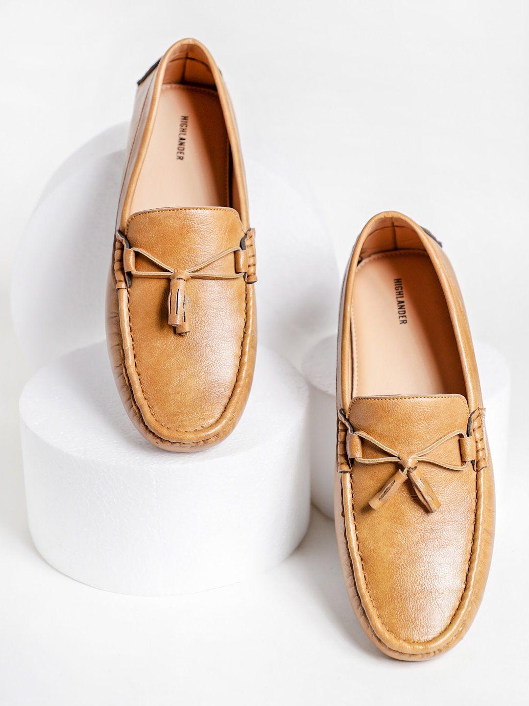 highlander men tan brown tassel loafers