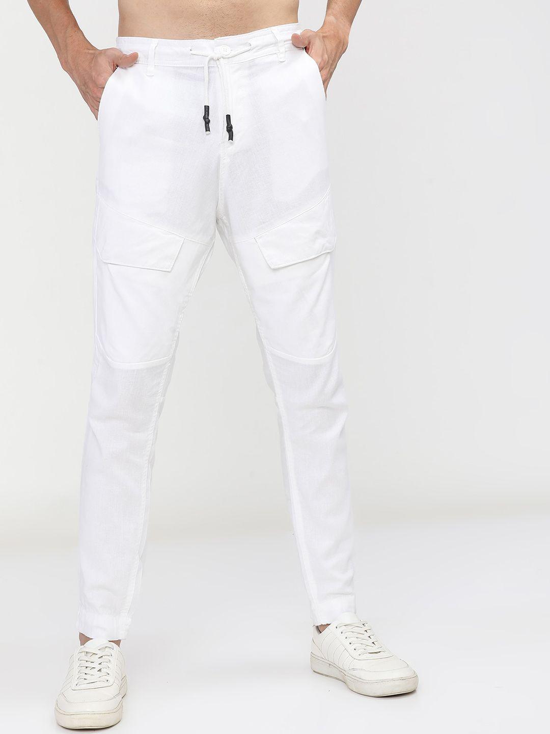 highlander men white joggers trousers