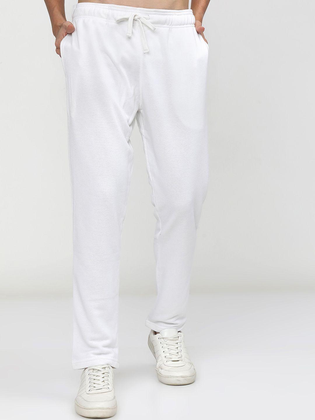 highlander men white solid slim-fit track pants