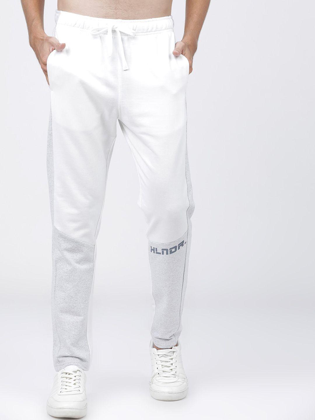 highlander men white solid slim-fit track pants