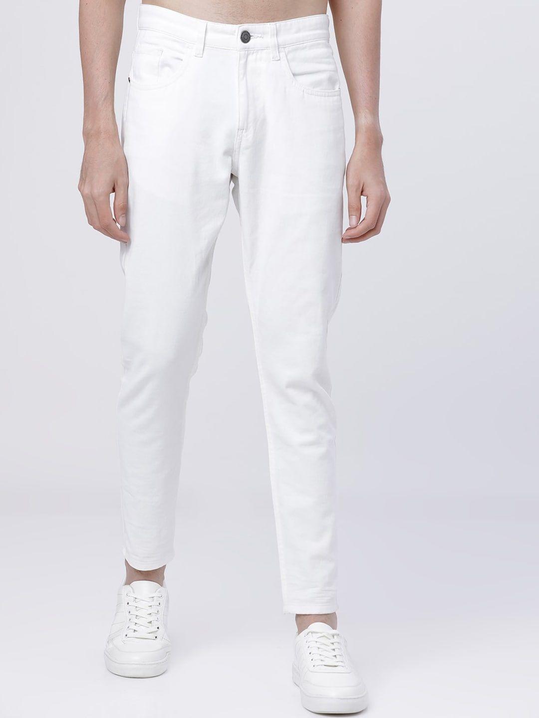 highlander men white tapered fit solid chinos