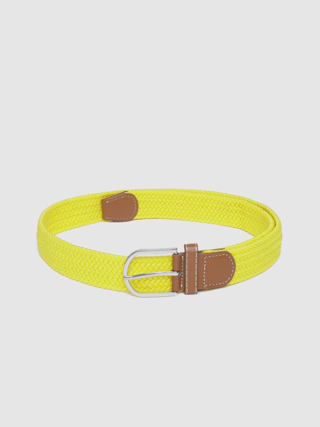 highlander men yellow solid braided belt