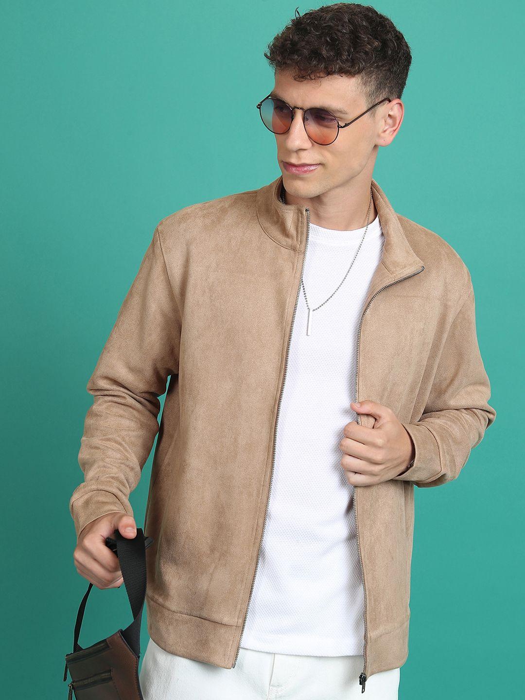 highlander mock collar bomber jacket wit zip detail