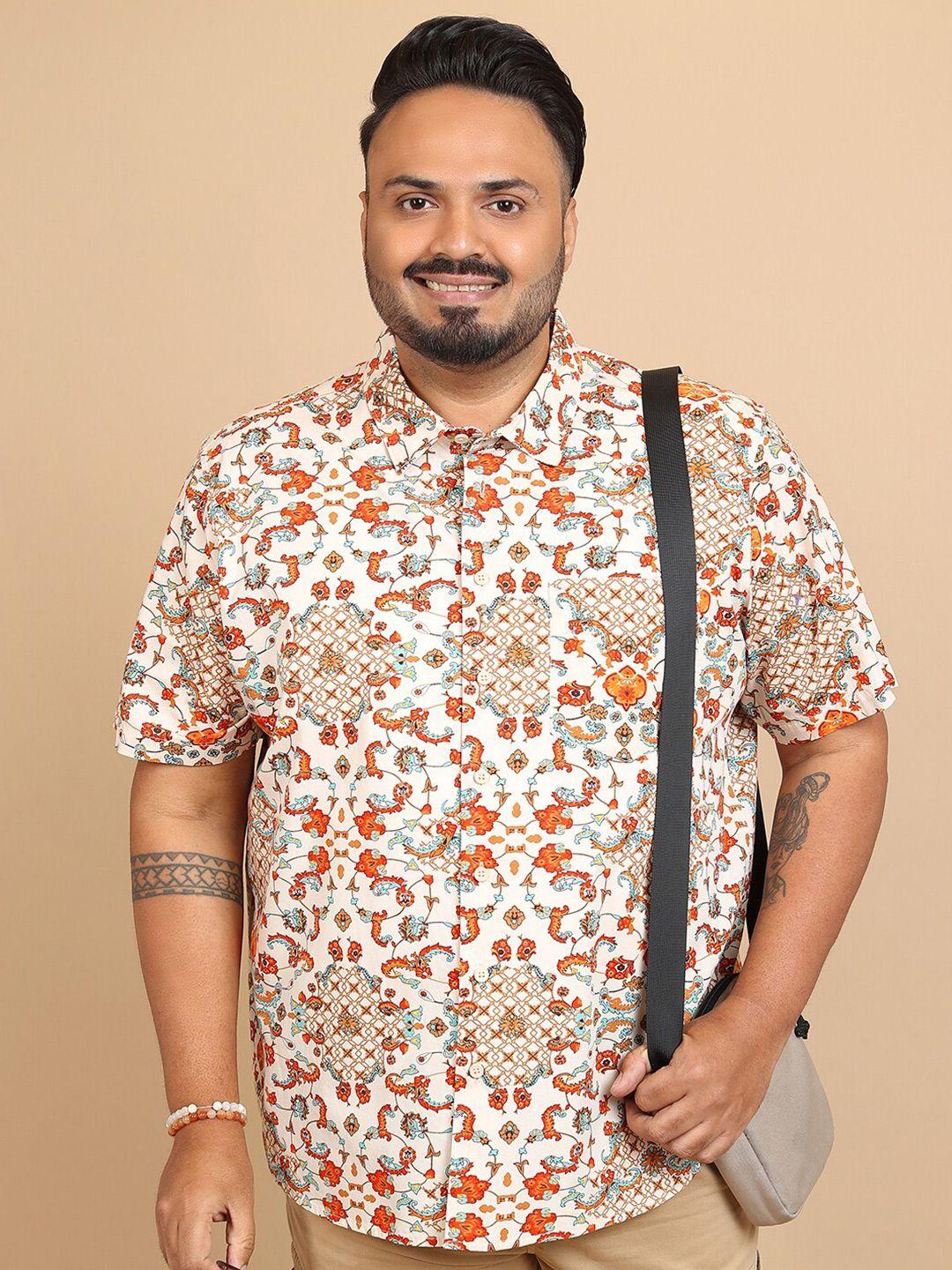 highlander plus size floral printed pure cotton casual shirt