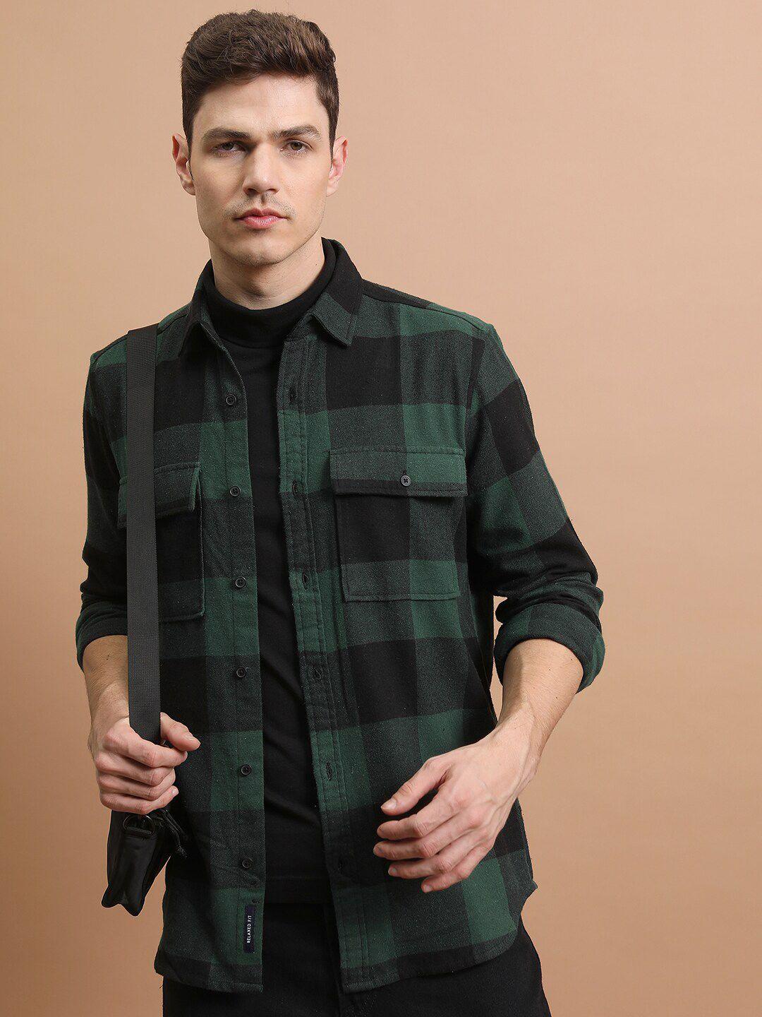 highlander relaxed fit tartan checked flannel weave cotton shacket