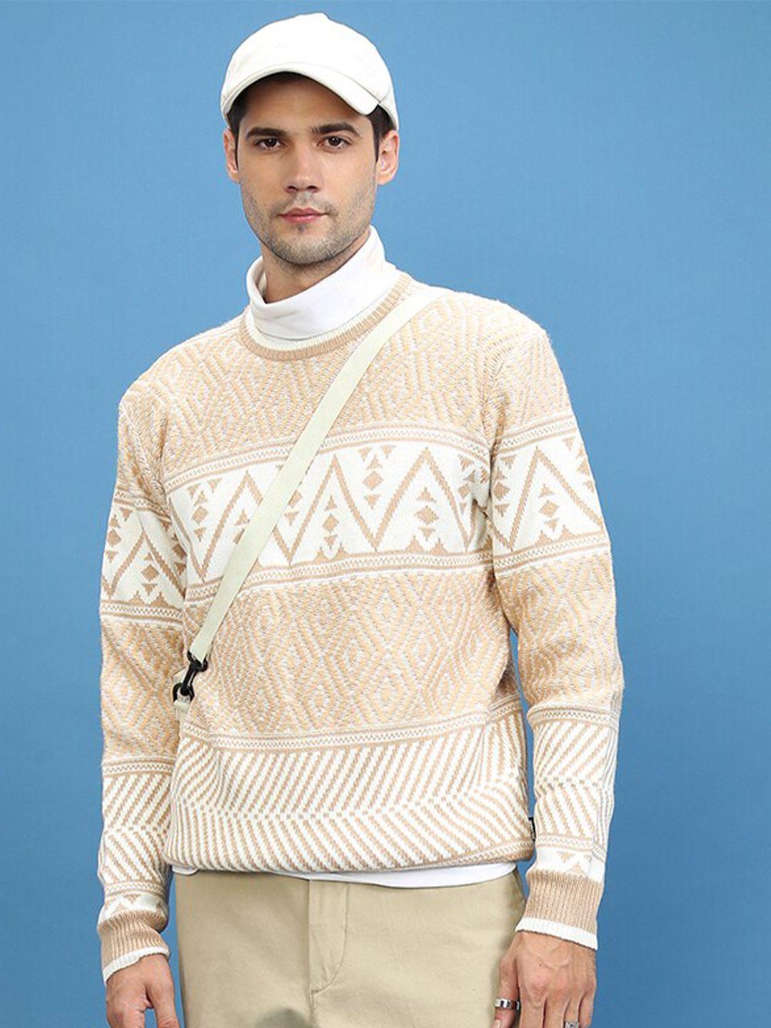 highlander self design open knit acrylic pullover sweater