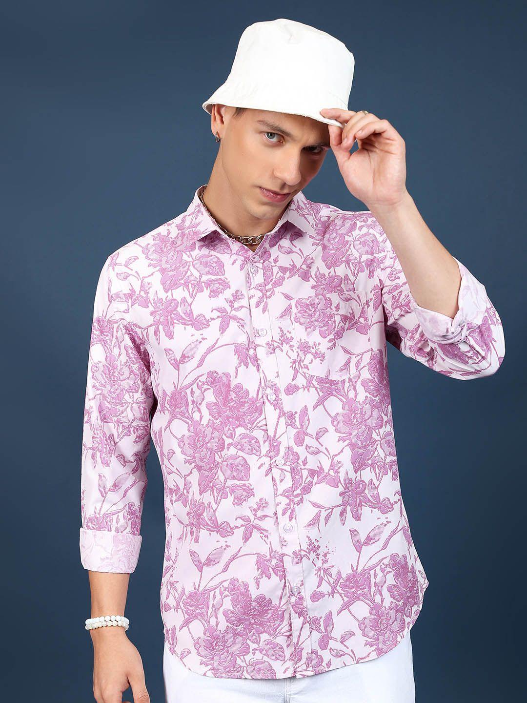 highlander slim fit floral printed casual shirt