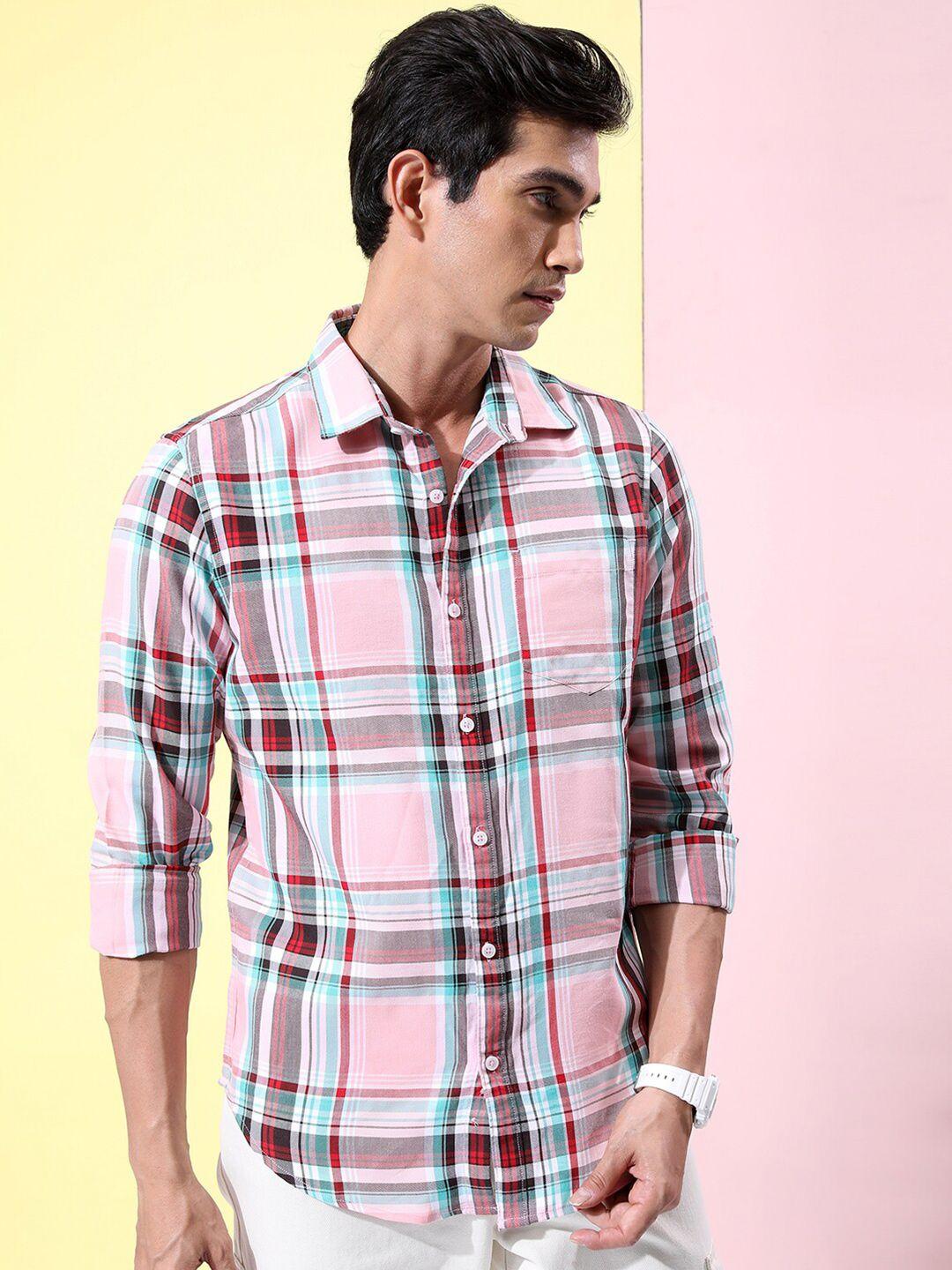 highlander slim fit tartan checked casual shirt