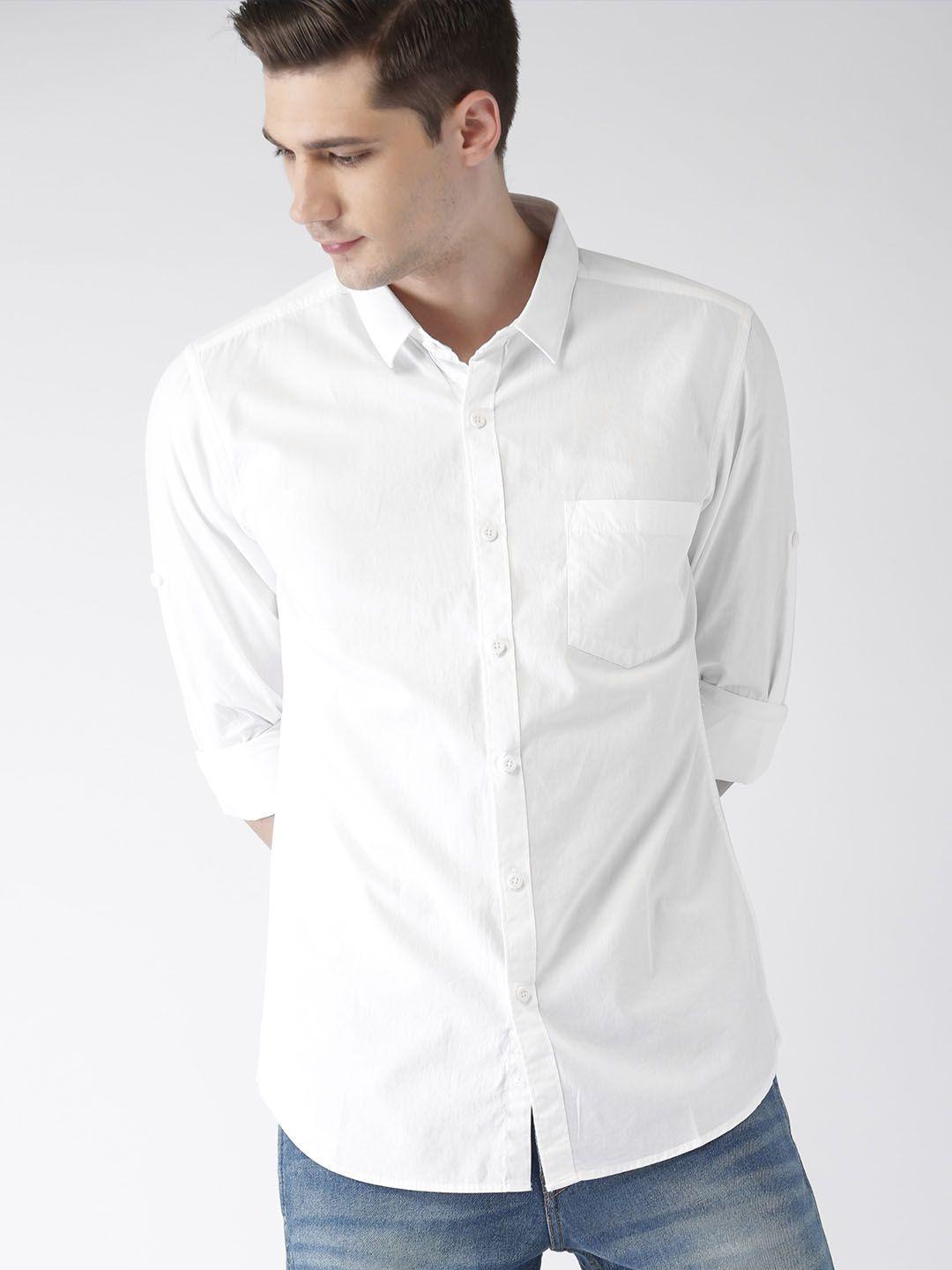 highlander white slim fit casual shirt