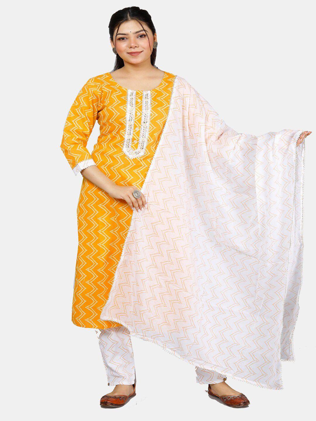 highlight fashion export printed regular kurta with trousers & dupatta