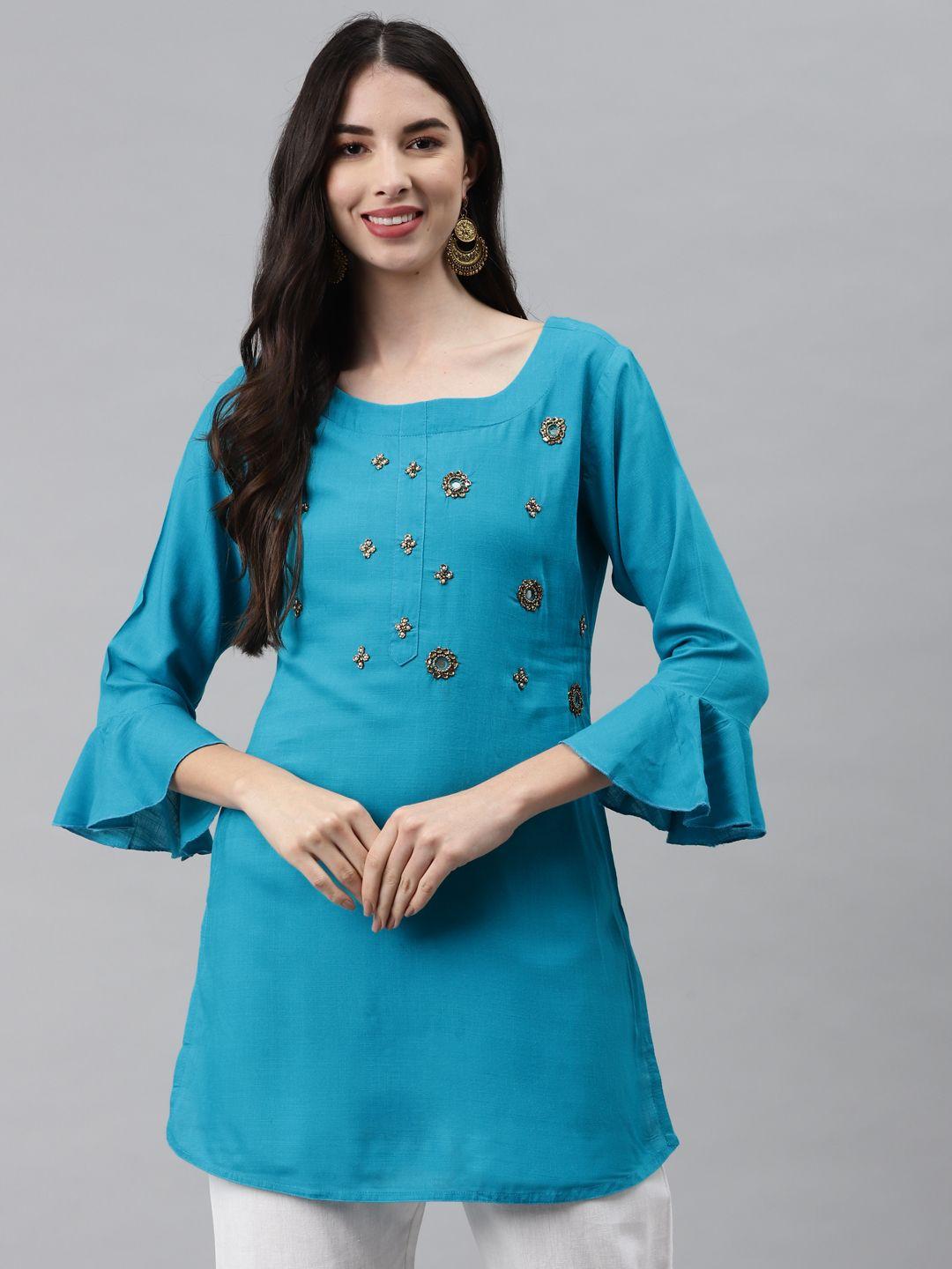 highlight fashion export blue embellished regular top