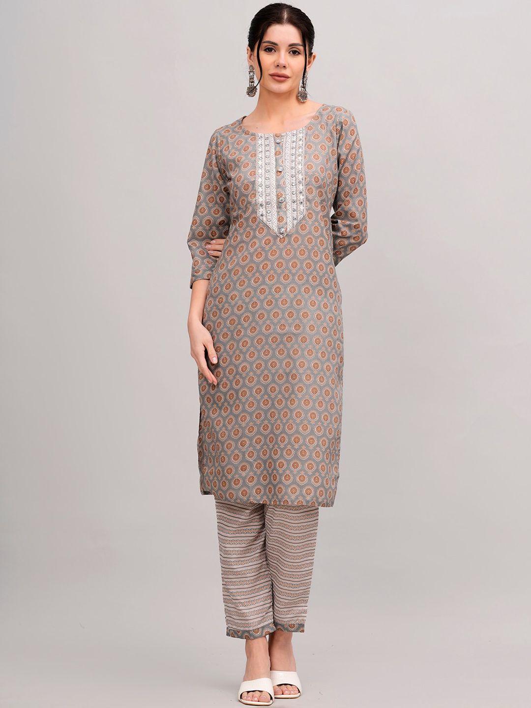 highlight fashion export ethnic motif pure cotton straight kurta trouser and dupatta