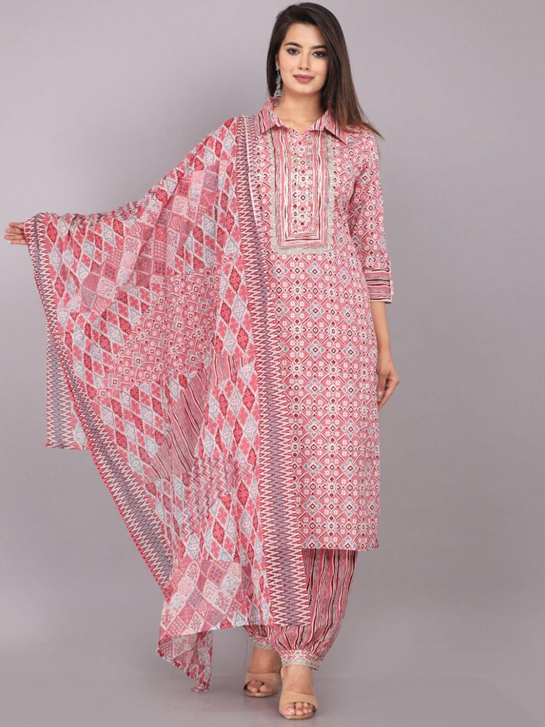 highlight fashion export ethnic motifs printed gotta patti kurta with salwar & dupatta