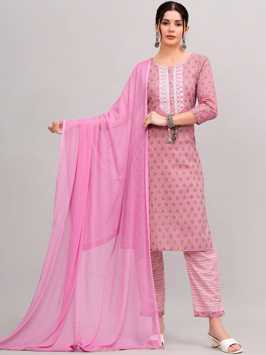 highlight fashion export ethnic motifs pure cotton straight kurta trouser and dupatta
