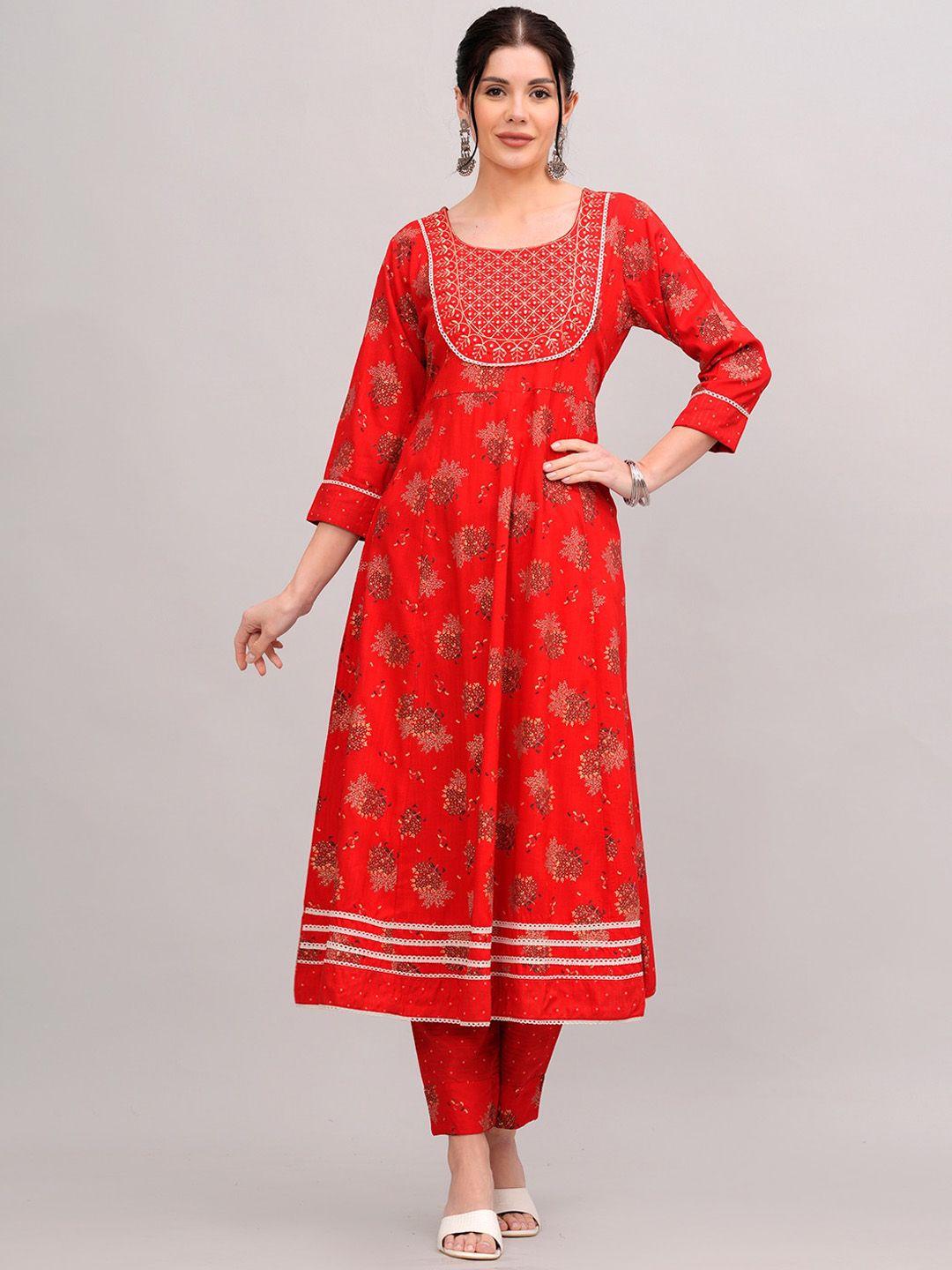 highlight fashion export floral a line kurta trouser and dupatta