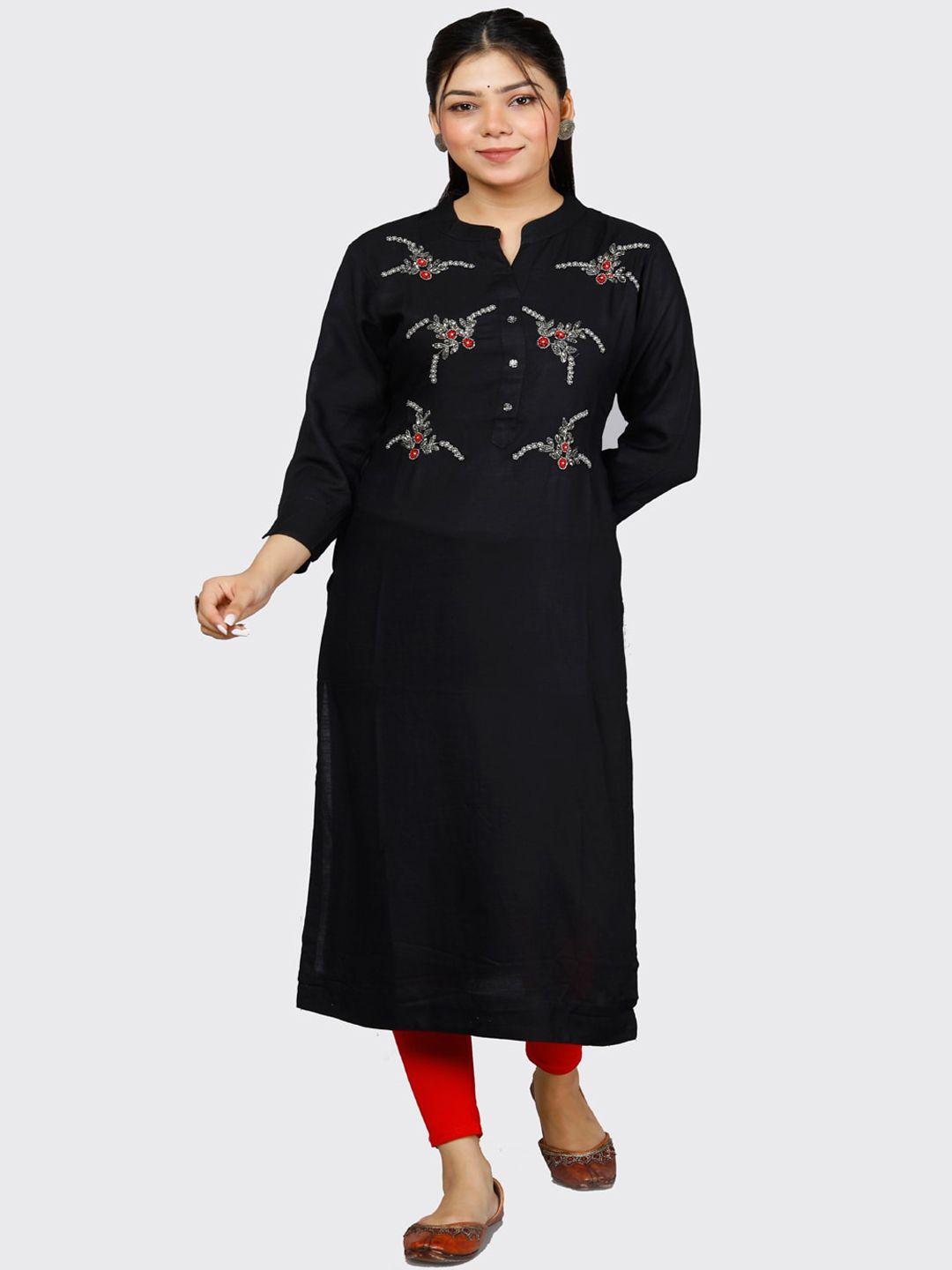 highlight fashion export floral embroidered thread work kurta