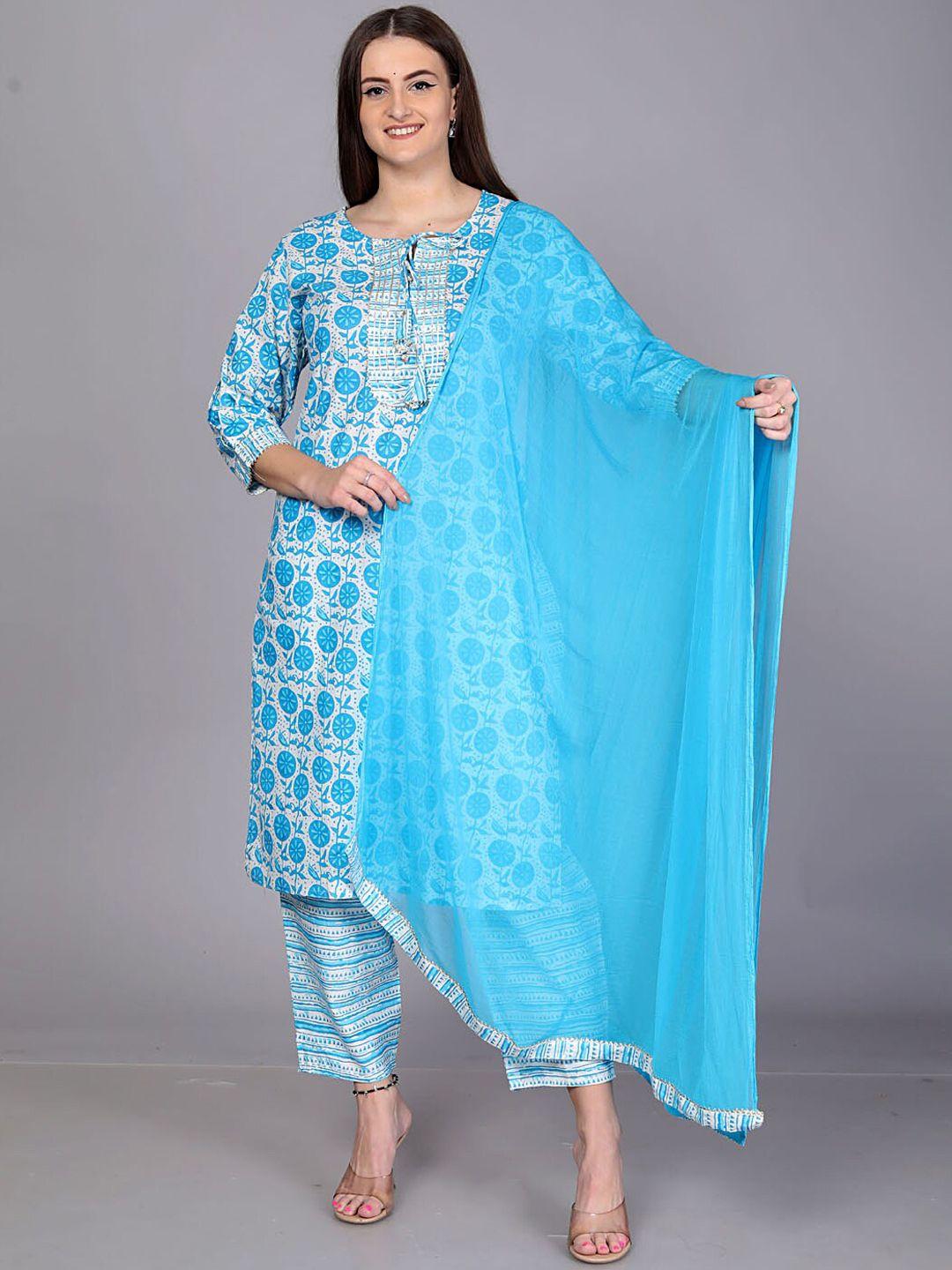 highlight fashion export floral printed gotta patti pure cotton straight kurta set